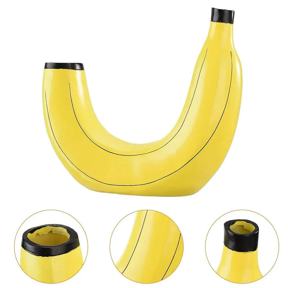 BowLift | Banana vase, flower vase made of resin, cute banana shape, decorative tabletop vase for flower arrangements, living room, bedroom, home decoration