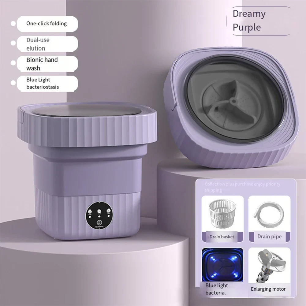 Compact Folding Ultrasonic Travel Laundry Washing Machine | Bowlift