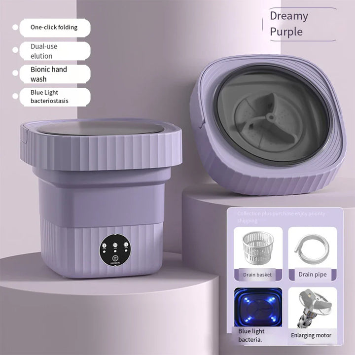 Compact Folding Ultrasonic Travel Laundry Washing Machine | Bowlift