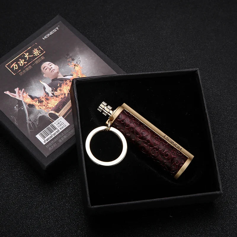 Leather Keychain Metal Match Inferno Lighter | Bowlift