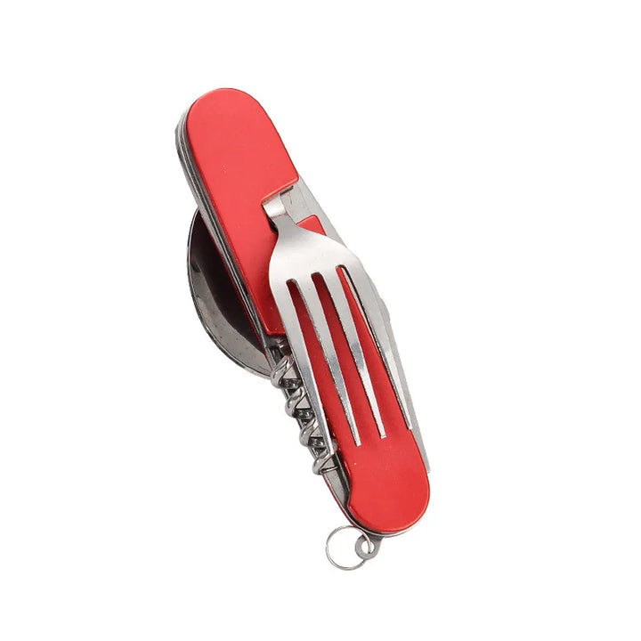 BowLift | 4-in-1 Outdoor Cutlery Set Camplico | Foldable Spoon, Fork, Knife & Bottle Opener | Stainless Steel & Compact | For Camping & Travel