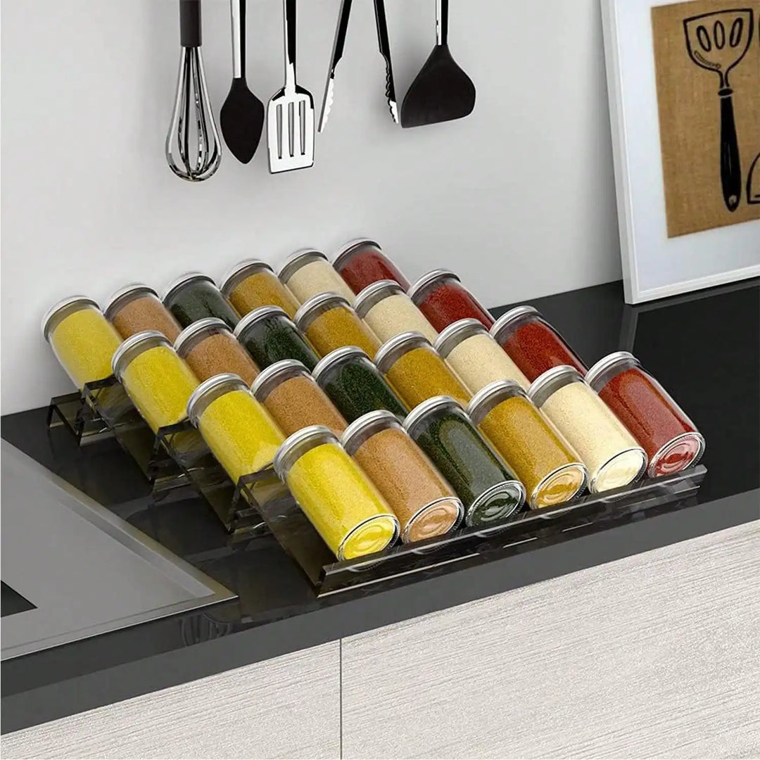Spice drawer organizer made of acrylic | 2 levels, angled & stackable | Bowlift