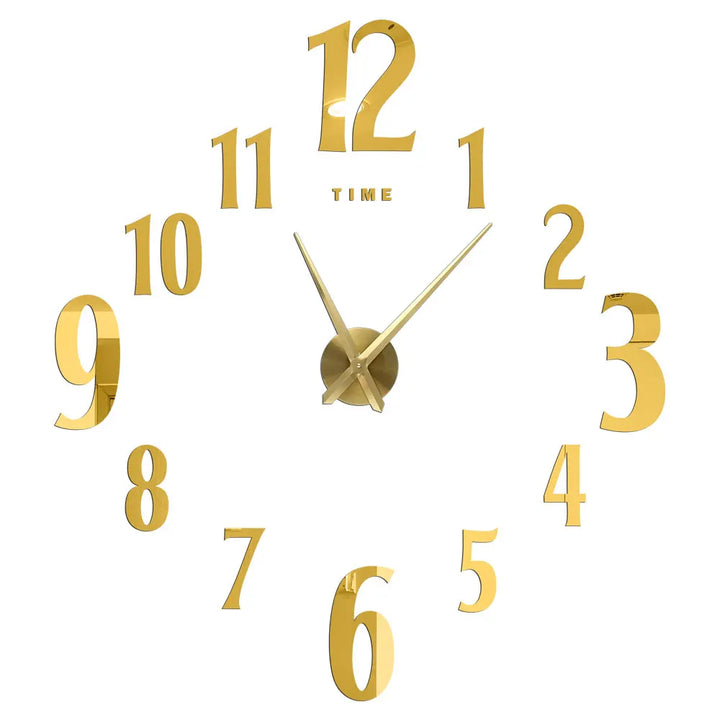 Big Wall Clock DIY 3D Self Adhesive Mirrored Acrylic Wall Clock For Kitchen Dining Room Living Room Creative Home Decor | Bowlift