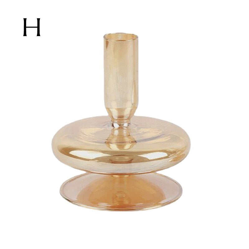 Ribbed Glass Candle Holders - Amber | Bowlift