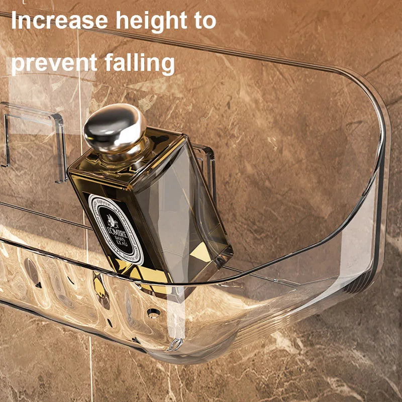 BowLift | Acrylix Pro | Acrylic Bathroom Shelf Without Drilling | Wall Mounted Shower Shelf | Cosmetic & Shampoo Holder | Transparent | 12×9×8 cm / 24×9×8 cm