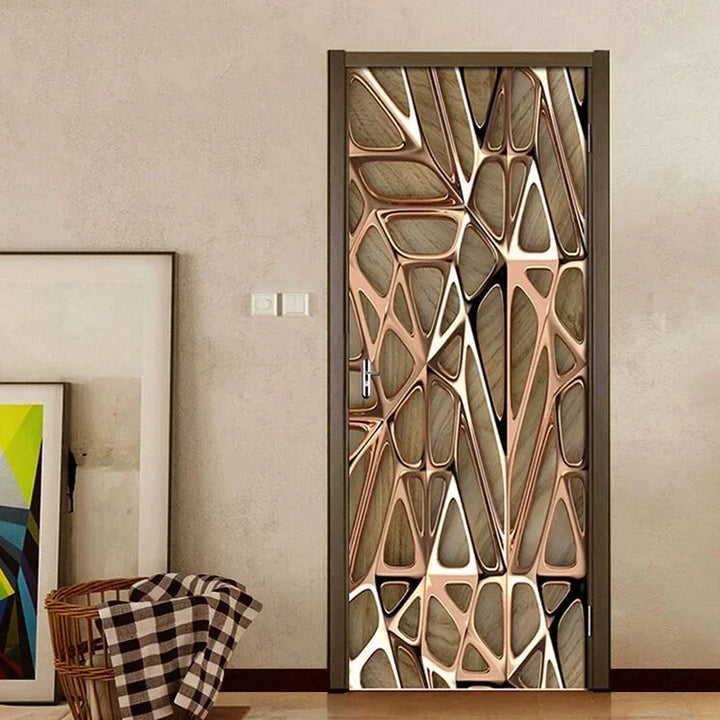 Modern Abstract Pearl Geometric Door Sticker Mural Removable PVC Vinyl Peel N Stick Wall Art Mural Decal For Interior Doors Creative DIY Home Decor | Bowlift
