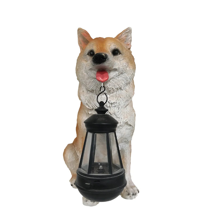 Solar-Powered Outdoor Resin Dog Statue Lamp | Bowlift