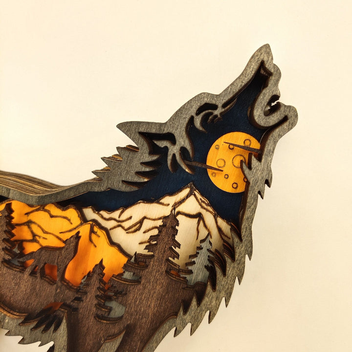 Nightglow Wooden Craft Wolf Decor | Bowlift