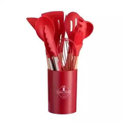ChefEase – 12-piece silicone kitchen utensil set with wooden handles Bowlift