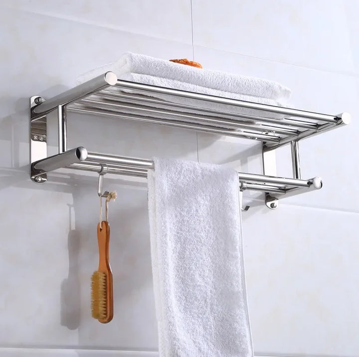 BowLift | SteelRack Wall-Mounted Stainless Steel Towel Holder – Minimalist Space-Saving Rack for Bathroom & Kitchen