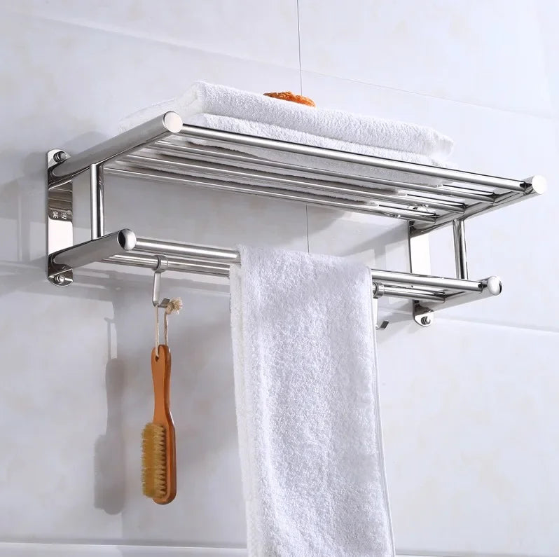 BowLift | SteelRack Wall-Mounted Stainless Steel Towel Holder – Minimalist Space-Saving Rack for Bathroom & Kitchen