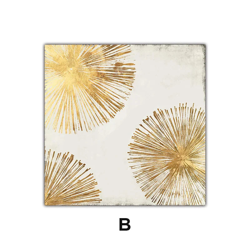 Golden Radial Circular Abstract Wall Art Fine Art Canvas Prints Posters Pictures For Living Room Dining Room Bedroom Art Decor | Bowlift