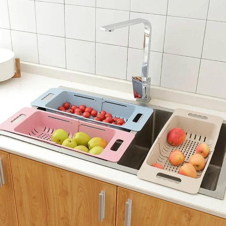 FlexDrain Draining Basket Kitchen – Adjustable Sink Organizer | Auto Drain & Fruit Vegetable Dryer | Space-saving Kitchen Accessory | Bowlift