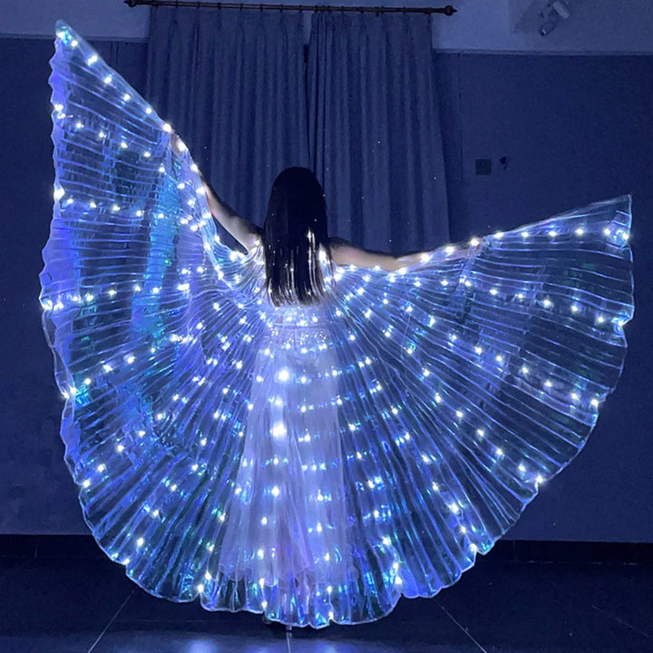 BowLift | LED Wing Costume LumiWings | Glowing Fairy Cape | 140 cm / 110 cm | With Telescopic Rods & Switch | For Stage, Party & Show