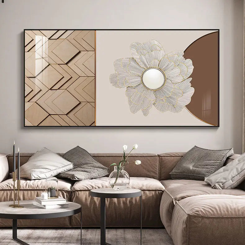 Modern Aesthetics Abstract Sun & Moon Wall Art Fine Art Canvas Prints Pictures For Luxury Loft Living Room Dining Room Lifestyle Art Decor | Bowlift