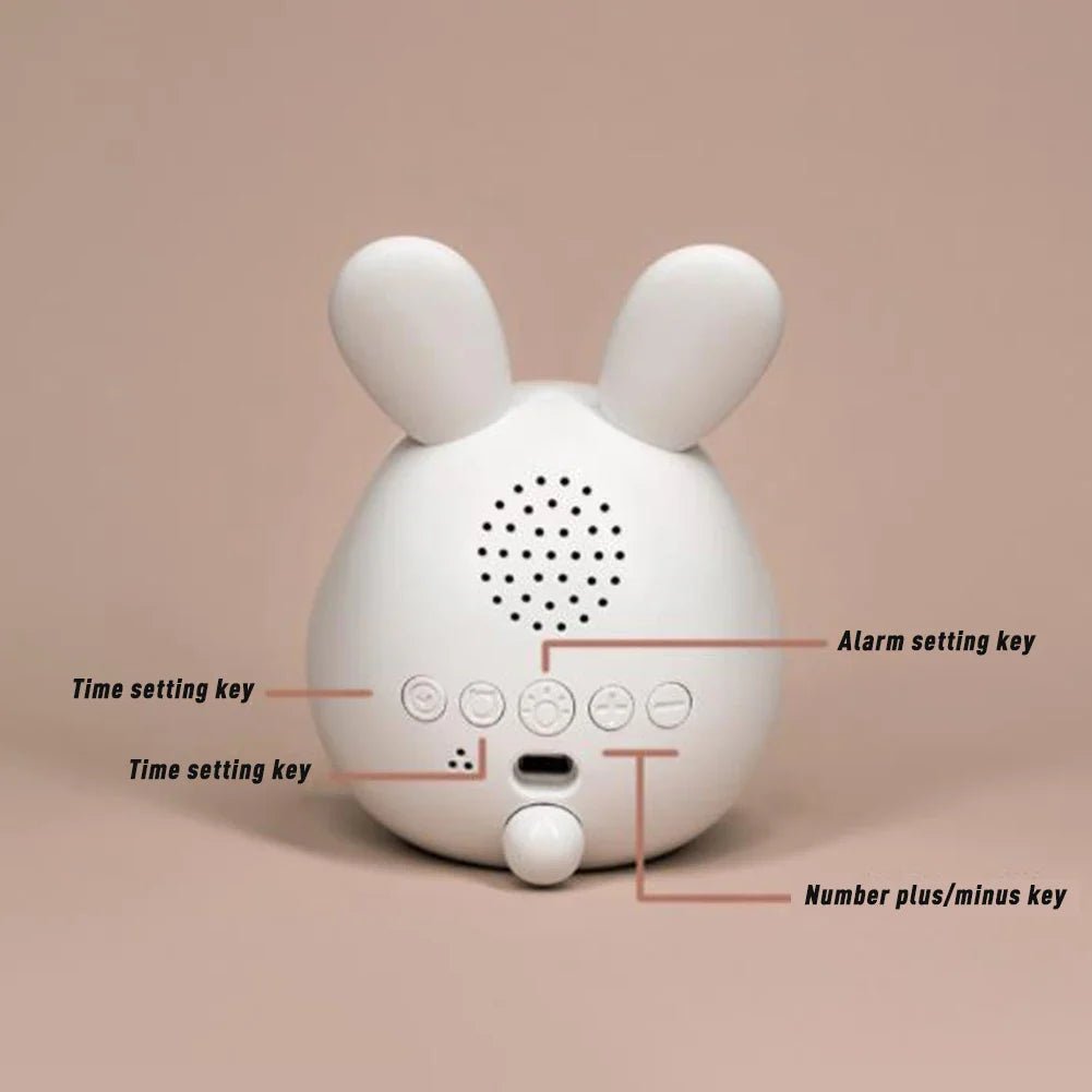 Rabbit-Shaped Kids' Alarm Clock with LED Night Light - BunniGlow | Bowlift