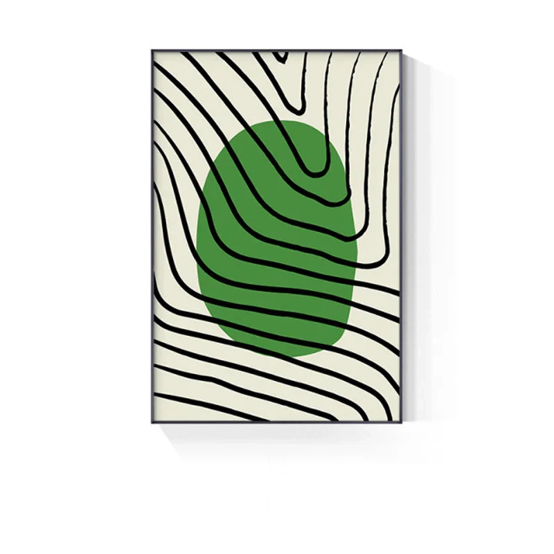 Abstract Green Geometric Line Art Wall Art Fine Art Canvas Prints Pictures For Modern Apartment Living Room Home Office Art Decor | Bowlift