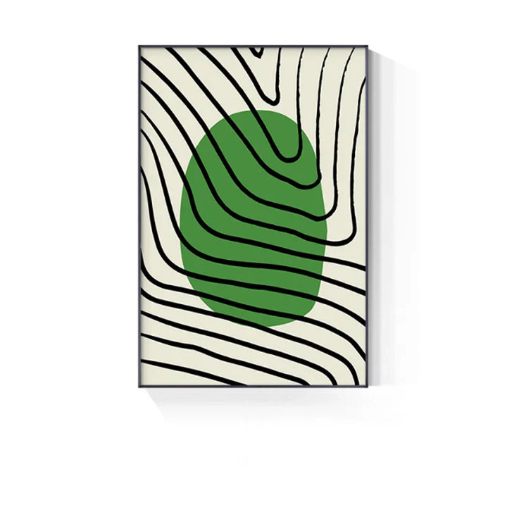 Abstract Green Geometric Line Art Wall Art Fine Art Canvas Prints Pictures For Modern Apartment Living Room Home Office Art Decor | Bowlift