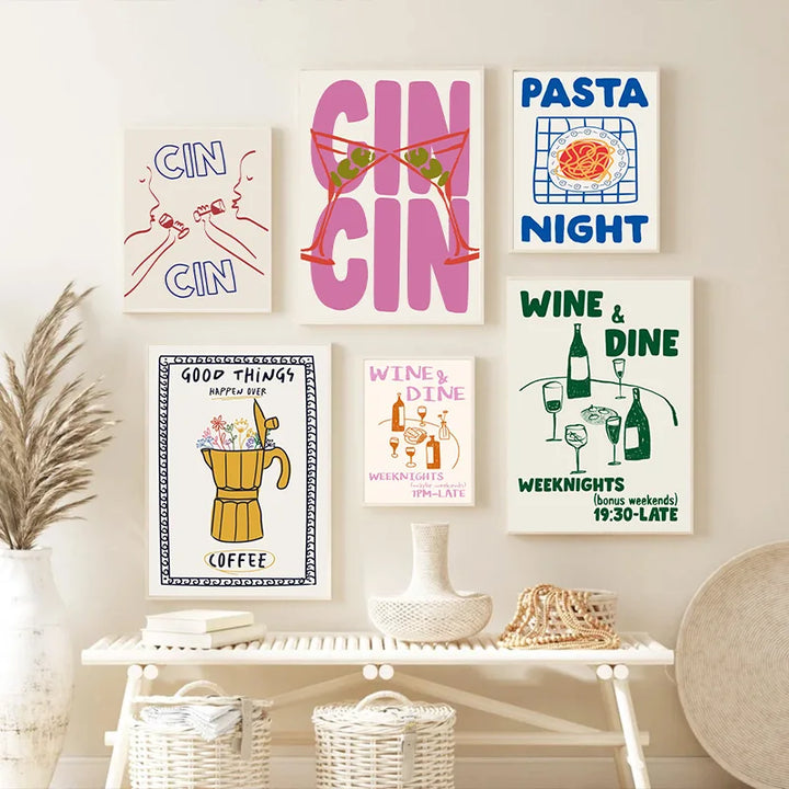 Cin Cheers Wall Art – Aesthetic Cocktail Poster Print | Bowlift