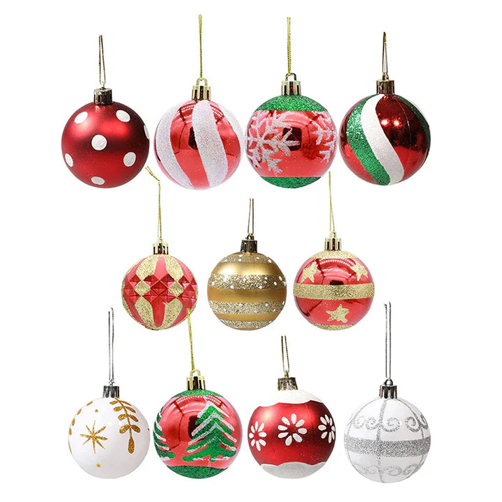 Elegant Snowflake Christmas Baubles Set – High-quality Christmas ornaments in red, white and gold, perfect for festive tree decoration at Christmas | Bowlift
