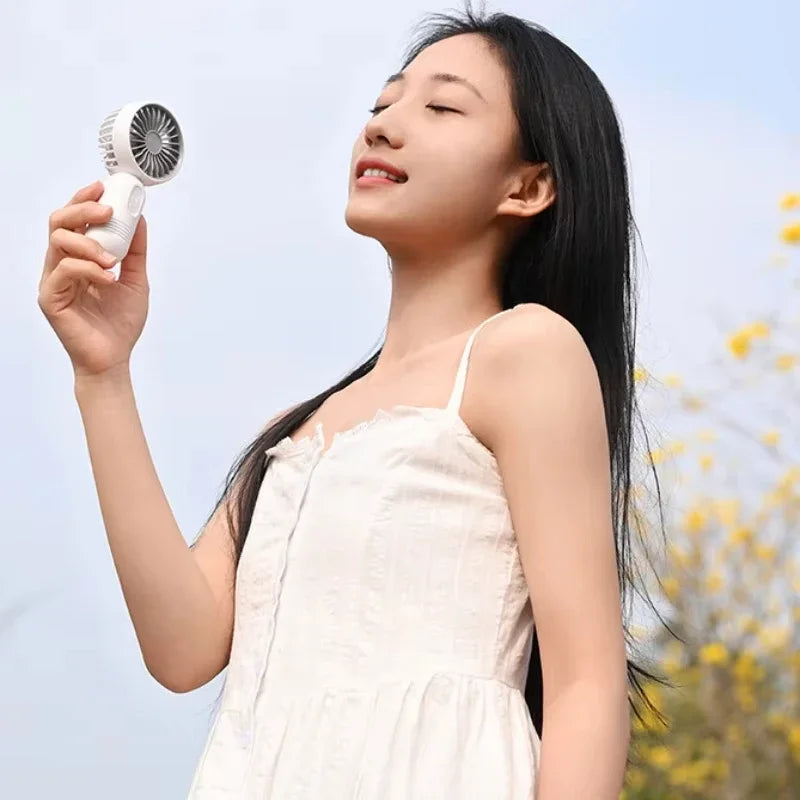 Mini Handheld USB Fan – 3-Speed Strong Wind Portable Desk Fan, Rechargeable for Students, Office, Outdoor, Travel, and Camping | Bowlift