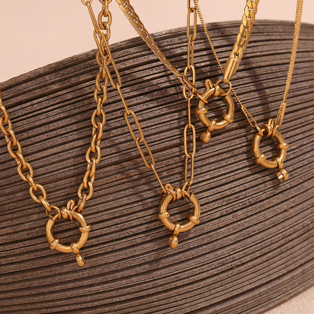 BowLift | 18k Anchor Wheel Clasp Chain Necklaces