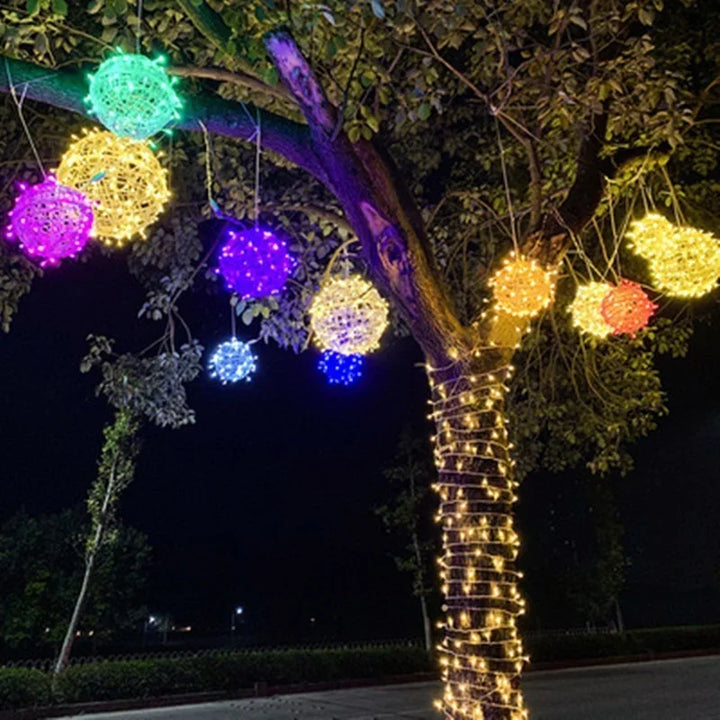 LED Rattan Ball String Lights – Decorative Outdoor Lighting for Gardens and Parties | Bowlift