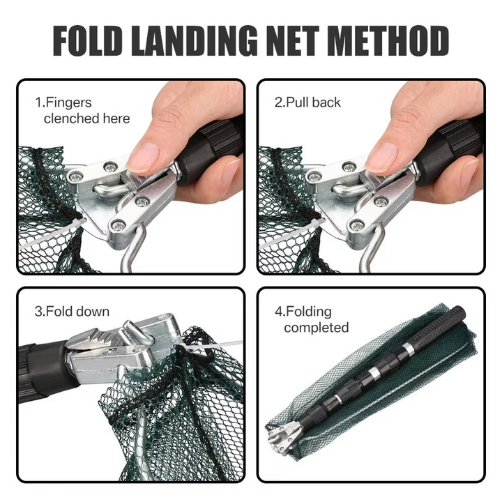 BowLift | Aluminum Alloy Telescopic Folding Fishing Net with Retractable Handle 51 Inch