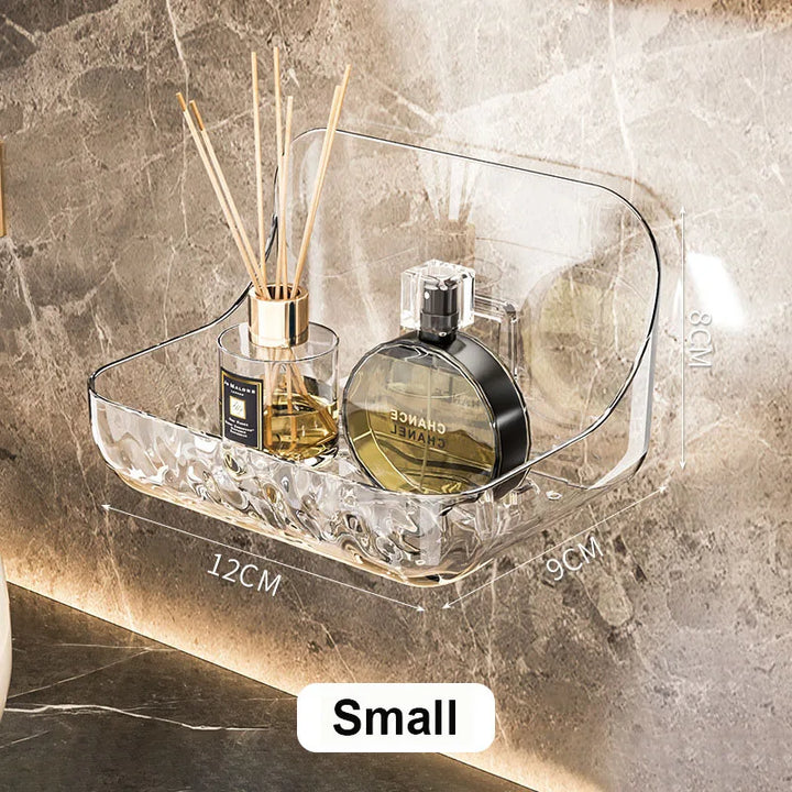 BowLift | Acrylix Pro | Acrylic Bathroom Shelf Without Drilling | Wall Mounted Shower Shelf | Cosmetic & Shampoo Holder | Transparent | 12×9×8 cm / 24×9×8 cm