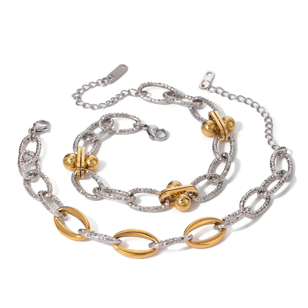 BowLift | Classy Two Tone Textured Silver Bracelet