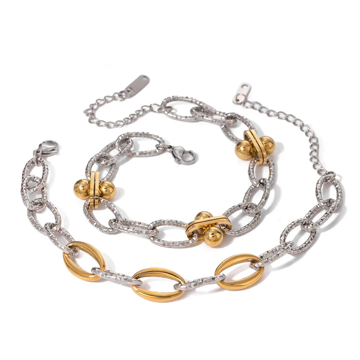 BowLift | Classy Two Tone Textured Silver Bracelet