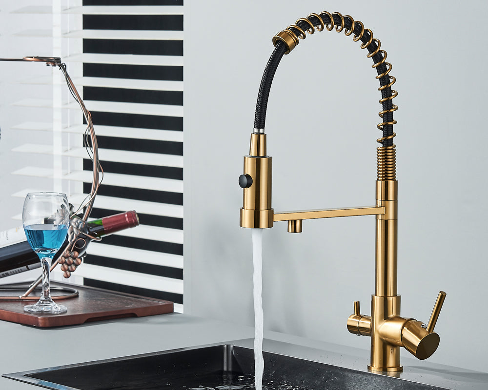 Sandsberg Black Filter Kitchen Faucet with Dual Outlet – Mixing Tap with Water Filter for Kitchens, Water Treatment and Cleaning | Bowlift