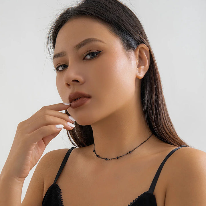BowLift | Dainty Black Spaced Beads Necklace