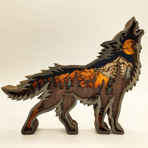 Nightglow Wooden Craft Wolf Decor | Bowlift