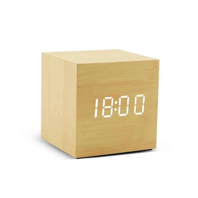 BowLift | Wooden LED alarm clock with temperature display, digital time indication and minimalist design – Perfect for bedroom and office