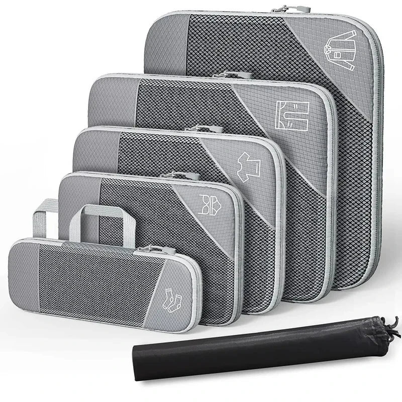 BowLift | PackEase Travel Organizer Set | 6-piece | Compressible Suitcase Bags | Waterproof & Space Saving