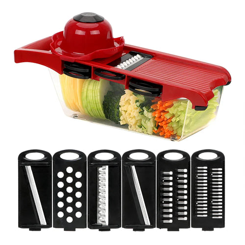 BowLift | Vegetable Cutter Set 9-piece | With Catch Box & Finger Protection | CutMaster Pro in Red