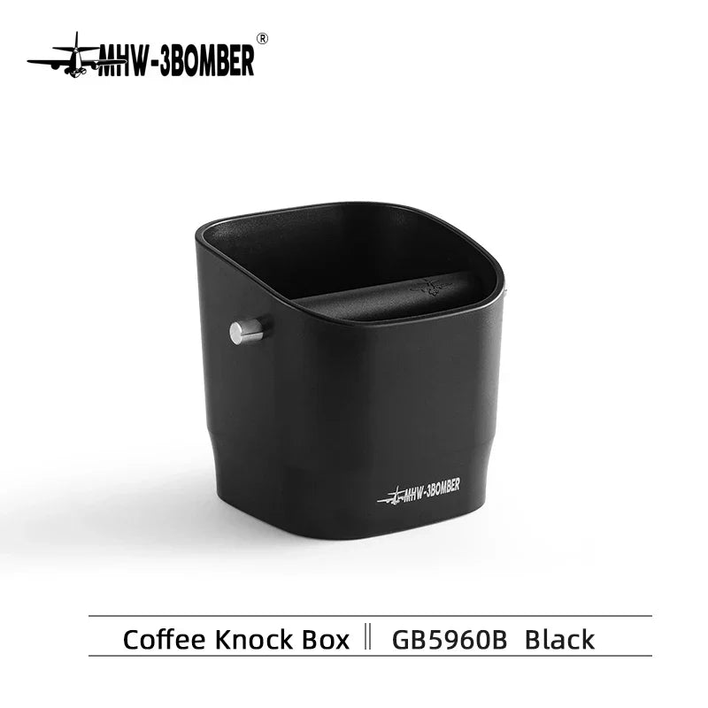 BowLift | 0.9–1.2 l Espresso knock box, detachable knock bar and non-slip base, square coffee grounds waste, barista desktop accessories