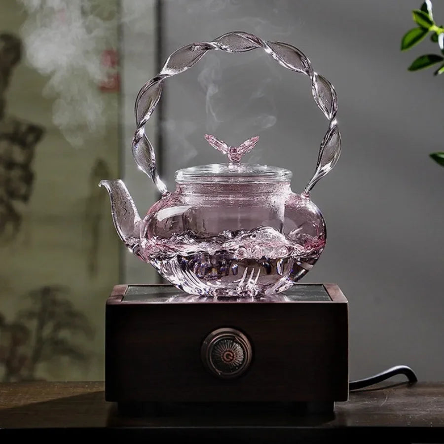 BowLift | Floral Lid Design Tea Infuser Glass Teapot