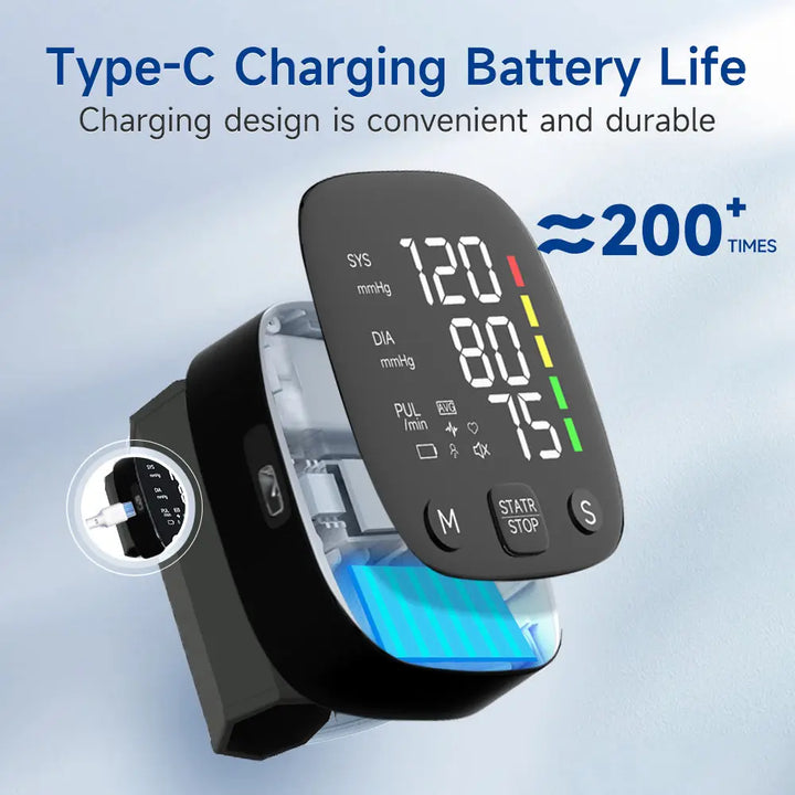 BowLift | Rechargeable LED Wrist Blood Pressure Monitor with Voice Function – HeartGuard