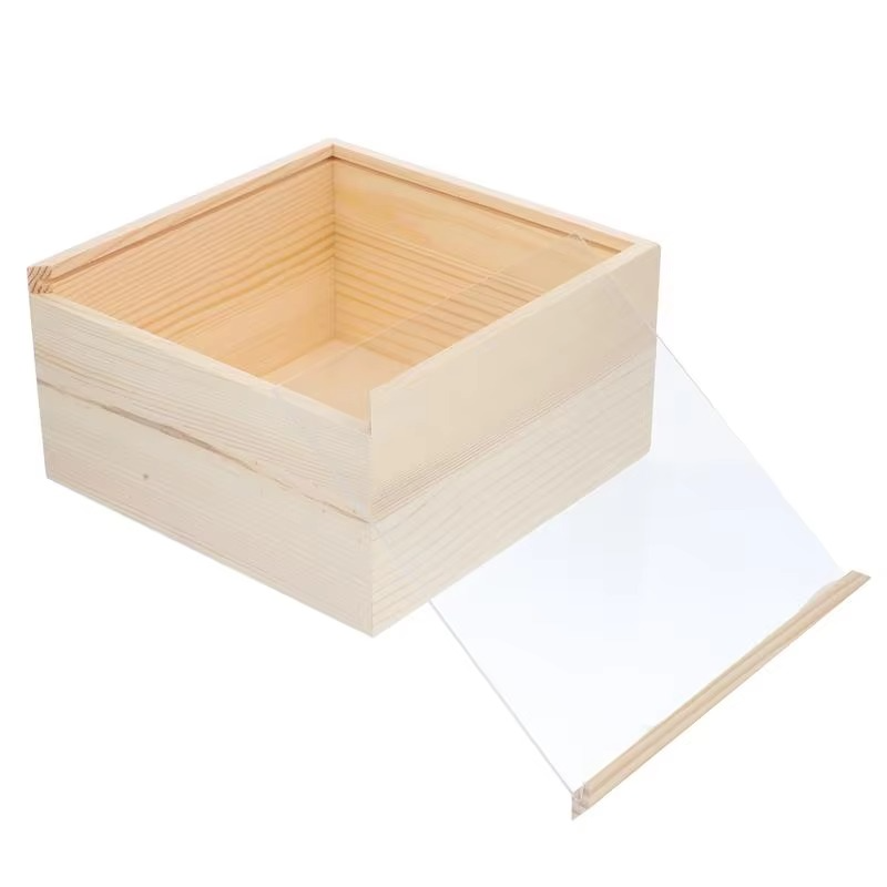 BowLift | Rustic Unfinished Wooden Storage Box with Sliding Lid – Jewelry, Keepsake, and Gift Chest