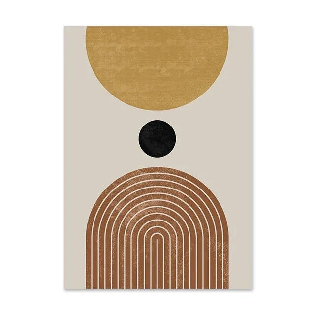 Terracotta Moon Abstract Bohemian Botanical Still Life Wall Art Fine Art Canvas Prints Gallery Wall Pictures For Modern Living Room Dining Room Art Decor | Bowlift