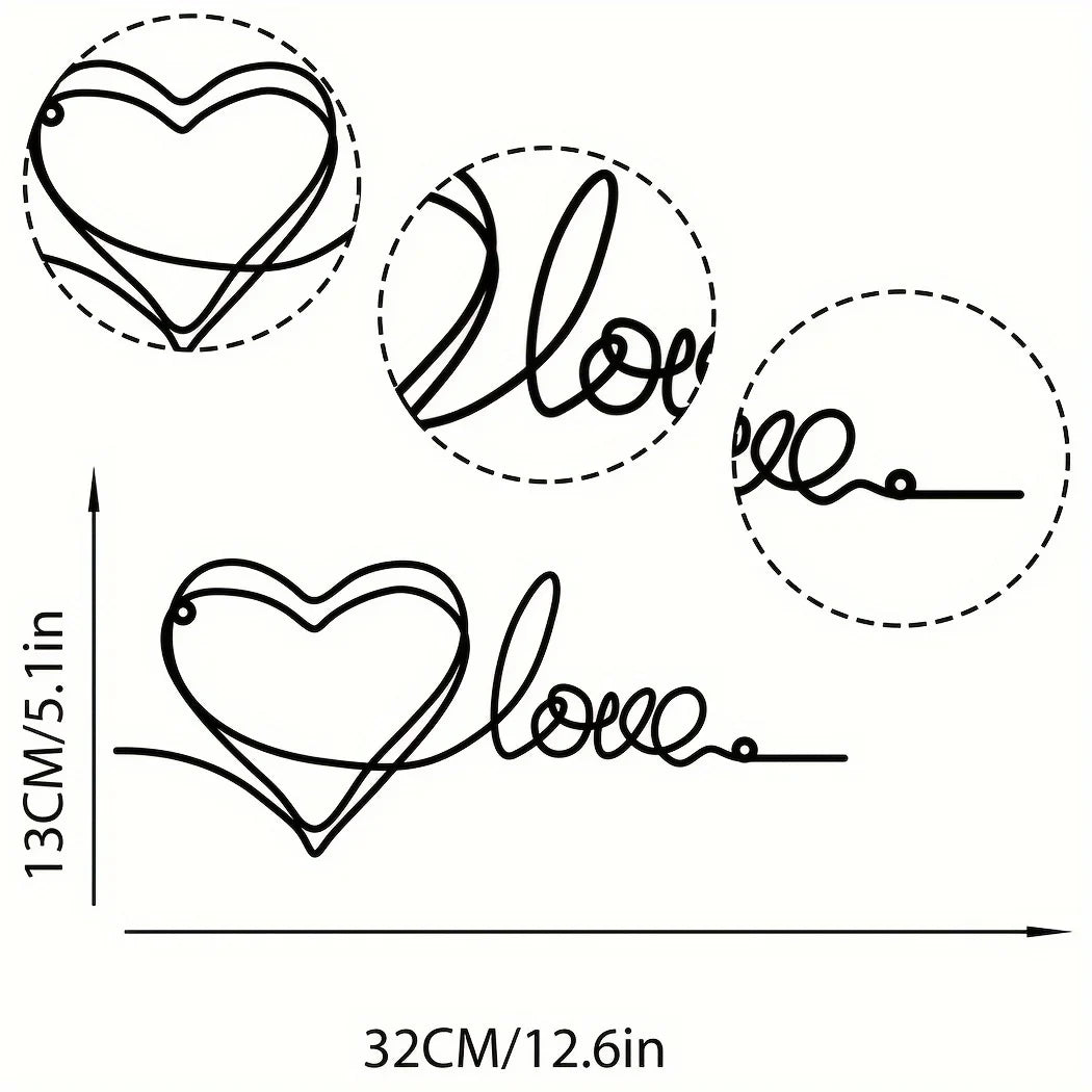 Metal Love Heart 3d Wall Decoration For Bedroom Living Room Cute Modern Home Art Decor | Bowlift