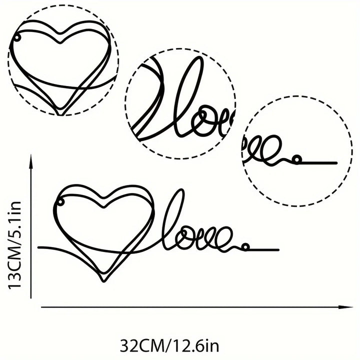 Metal Love Heart 3d Wall Decoration For Bedroom Living Room Cute Modern Home Art Decor | Bowlift