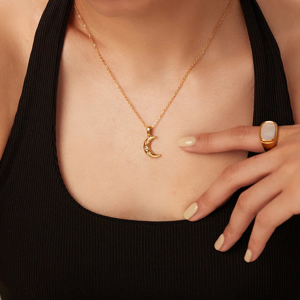 BowLift | 18k Diamond Adorned Crescent Moon Necklace