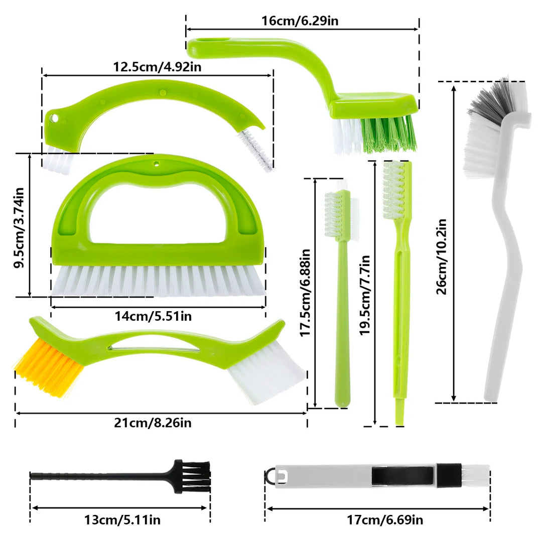 BowLift | Fugenix Cleaning Brush Set | 9-Pack Grout & Groove Brushes | Ergonomic & Reusable | For Bathroom, Kitchen & Windows