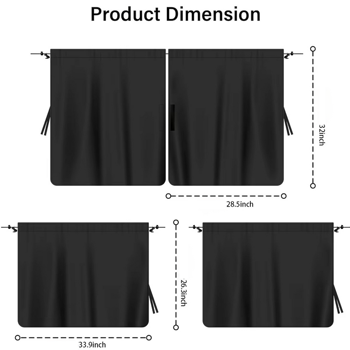 BowLift | 4-Piece Car Window Privacy Curtain Set with Rear Divider and Storage Bag
