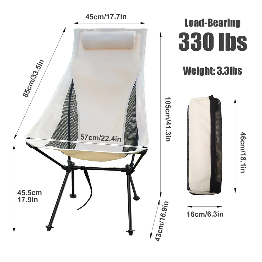 BowLift | CAMPEROX Folding Chair Outdoor | Loadable up to 150 kg | Aluminum frame & tear-resistant fabric | For camping, beach & garden
