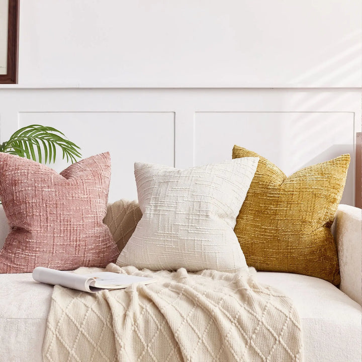 BowLift | Chenille Cushion with Bamboo Texture in Solid Color for Sofa and Bedroom