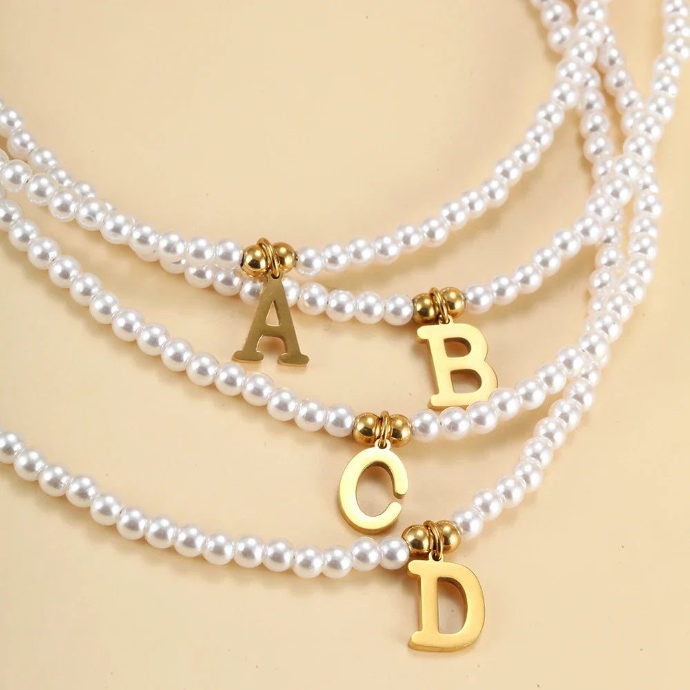BowLift | Elegant Gold Accented Pearl Letter Initial Necklace